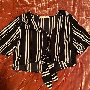 striped cropped blouse